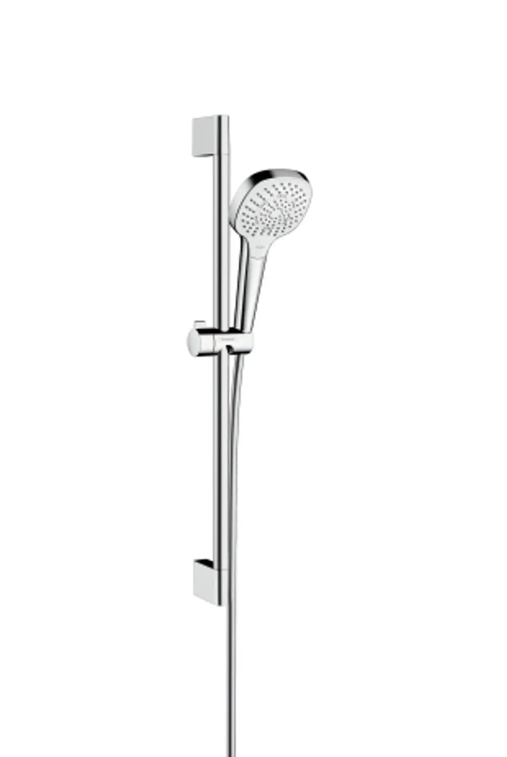 Hansgrohe Duschset mit Handbrause und verstellbarer Brausestange in Chromoptik. Die Montage ist an der Wand vorgesehen und das Design ist funktional.